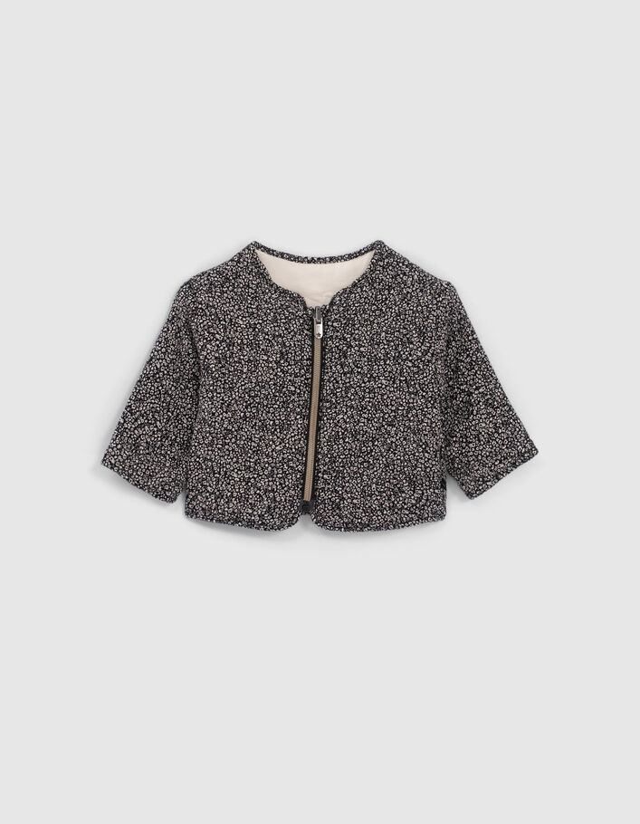 Baby girls' black/ecru tachist reversible cardigan - IKKS