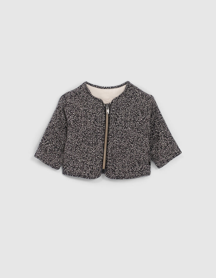 Cardigan réversible noir tachiste et écru bébé fille-3