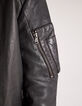 Men’s dark brown leather jacket with detachable facing-4
