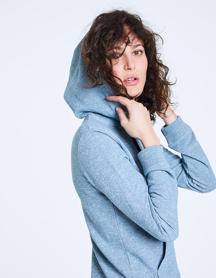 Sweat à capuche bleu visuel Los Angeles femme-5