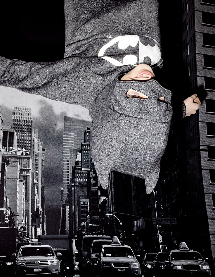 Cardigan Batman anthracite avec capuche masque garçon-1