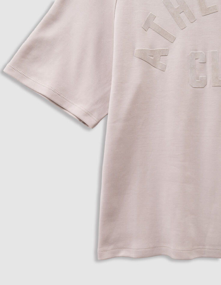 Camiseta beige algodón mensaje flocado terciopelo niño-4