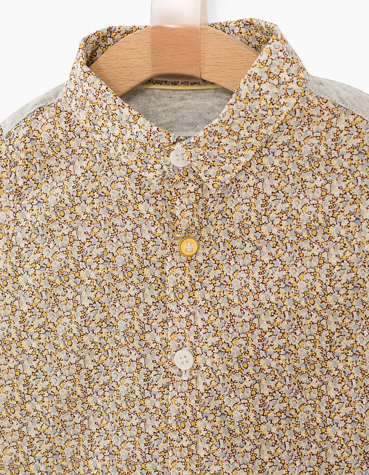Camisa amarillo medio tejido Liberty de flores bebé niño -3 Camisa amarillo medio tejido Liberty de flores bebé niño -3