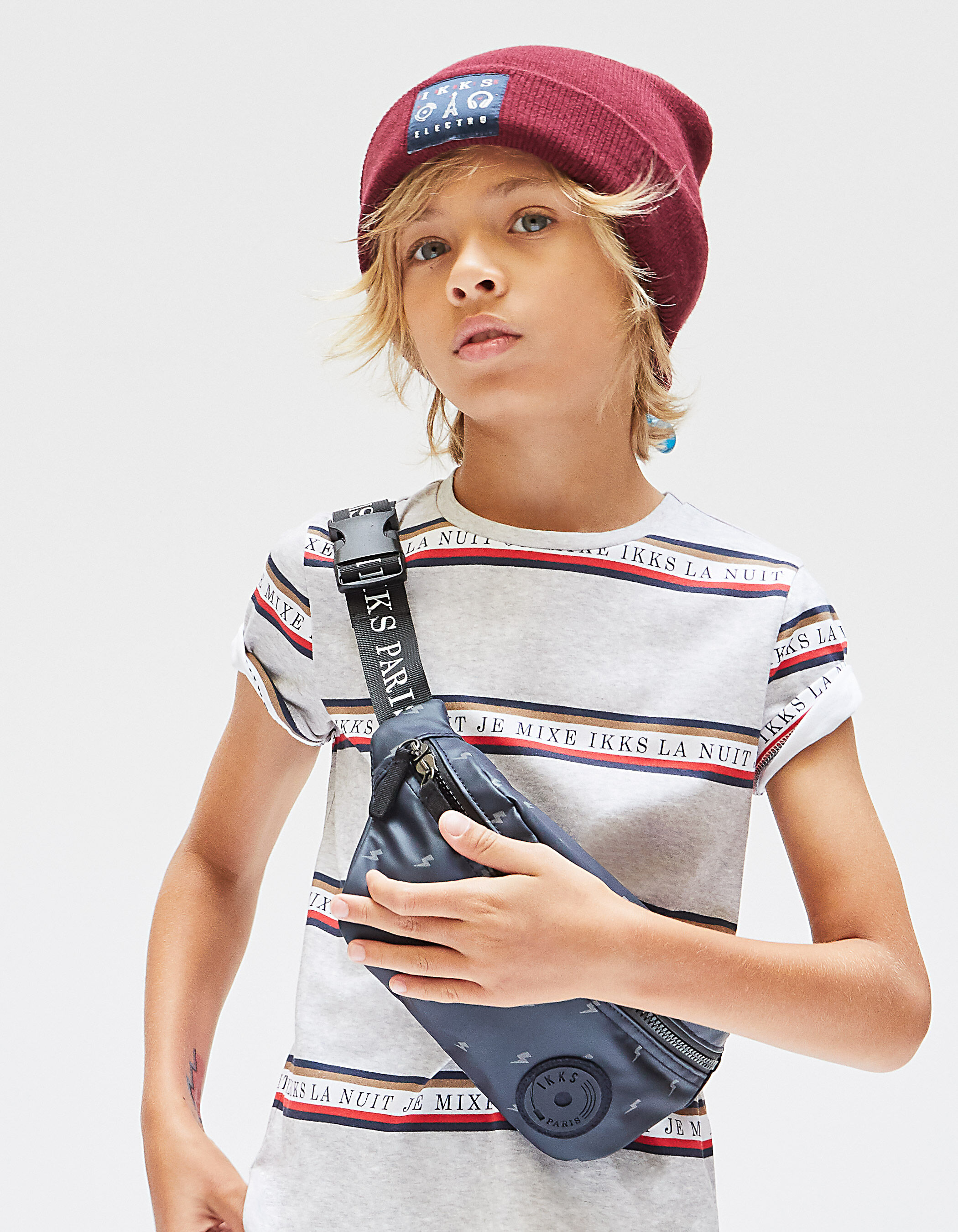 Boys navy lightning print waist bag