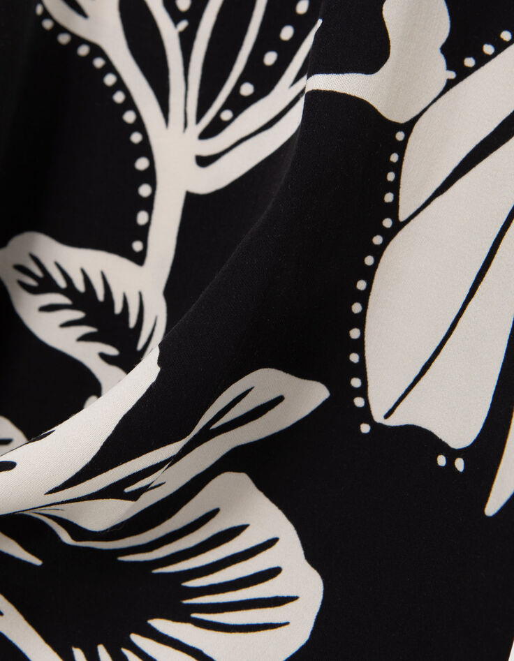 Camisa negra estampado tropical Mujer-8