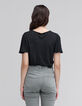 Tee-shirt noir viscose iris&eacute;e Femme-3