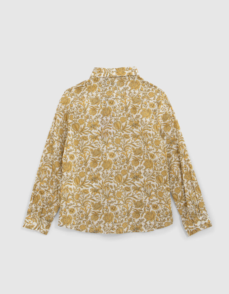 Camisa amarilla de niño con estampado de flores barrocas-3