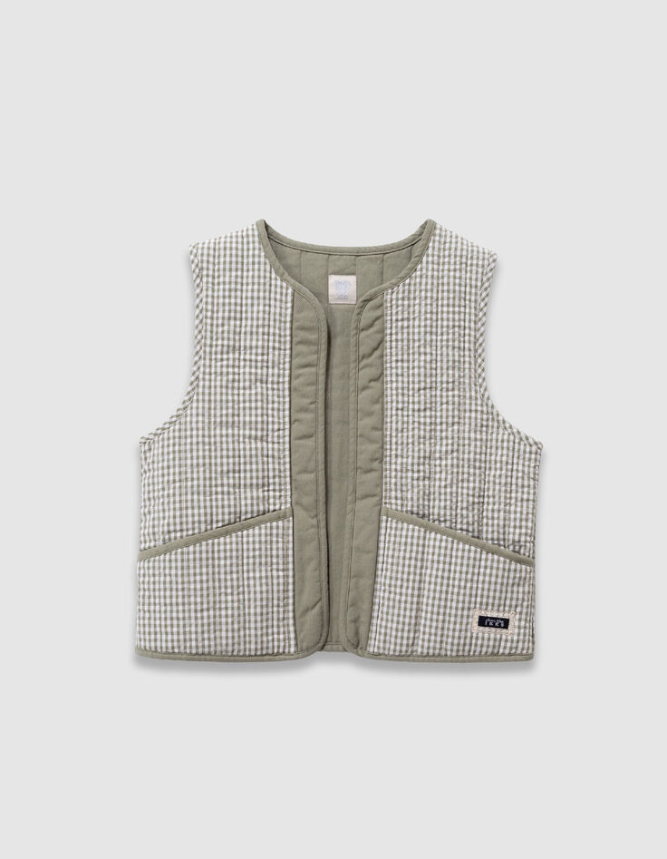 &Auml;rmellose, wendbare Weste in Khaki und Gingham M&auml;dchen-1