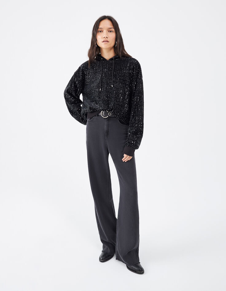 Sweat avec sequins brodés sur velours femme-6