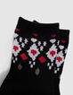 Girls’ black, burgundy and grey socks-4