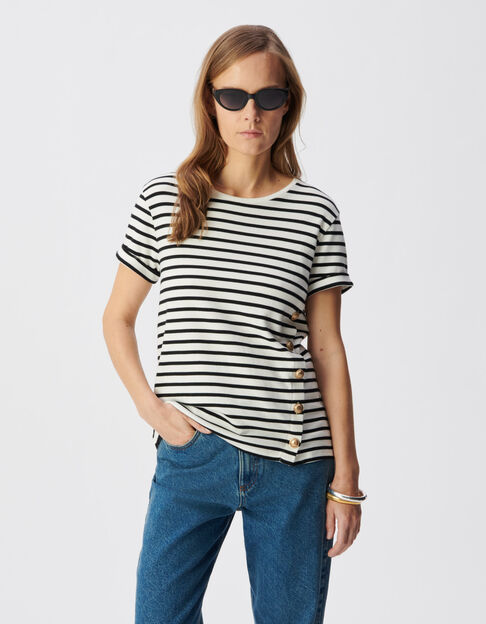 Dames T-shirt matrozen met knoopsluiting van biologisch katoen - IKKS