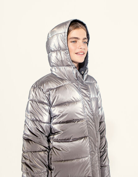 Girls’ black and silver reversible padded jacket