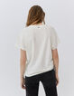 Tee-shirt blanc cassé visuel tête de mort ailée Femme-2
