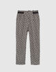 Zwarte vloeiende broek Ecovero® lelieprint meisjes-1