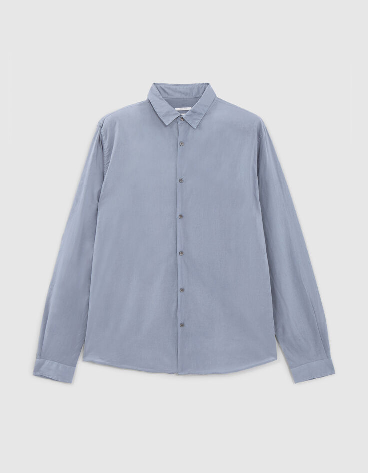 Men&rsquo;s light blue organic cotton voile SLIM shirt-5