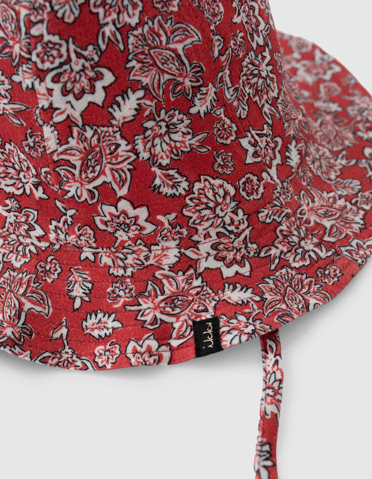 Sombrero rojo estampado floral bebé niña-4