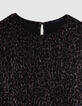 Black 3/4 sleeve top with round neck for women-3