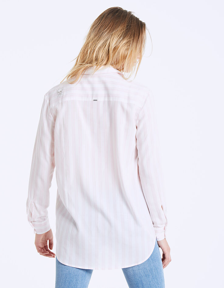Chemise à rayures roses en viscose tencel femme-4