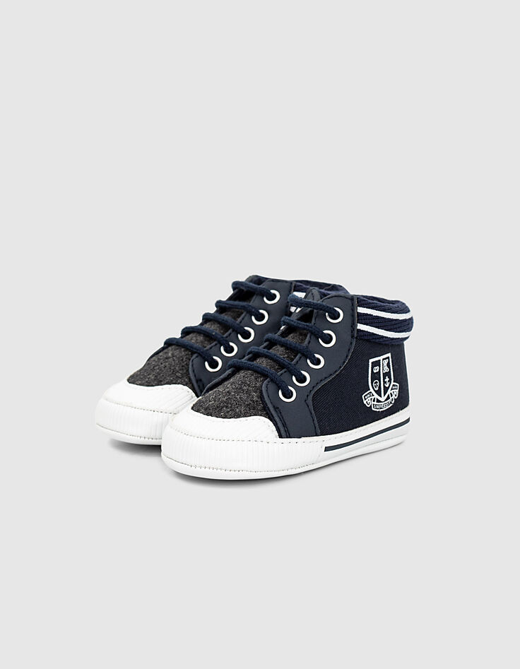 Baskets navy et gris à blasons bébé garçon -1 Baskets navy et gris à blasons bébé garçon -1