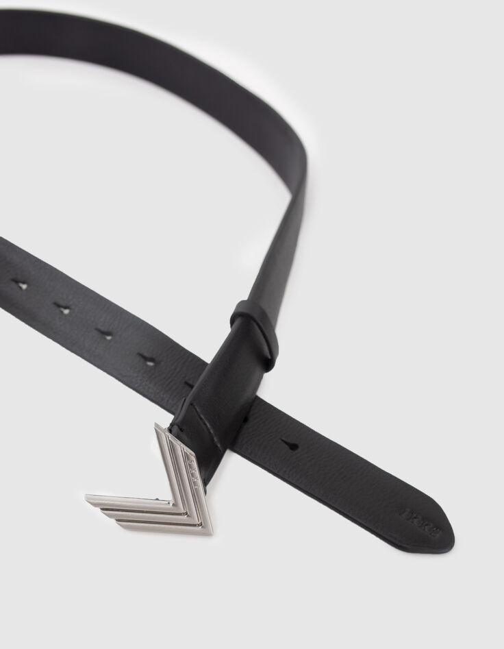 Zwarte leren riem iconische visgraatgesp Dames-6