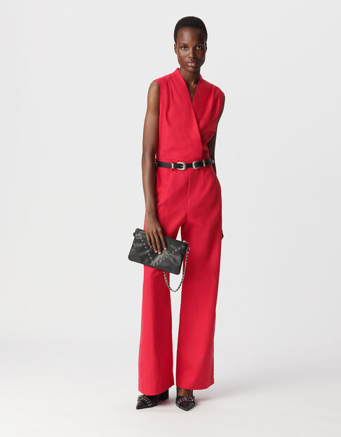 Rode wikkeljumpsuit met riem Dames - IKKS