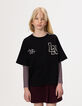 T-shirt 2-en-1 rayé et t-shirt noir manches courtes fille-9
