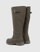 Botas altas goma caqui suela dentada hebilla lateral mujer-6