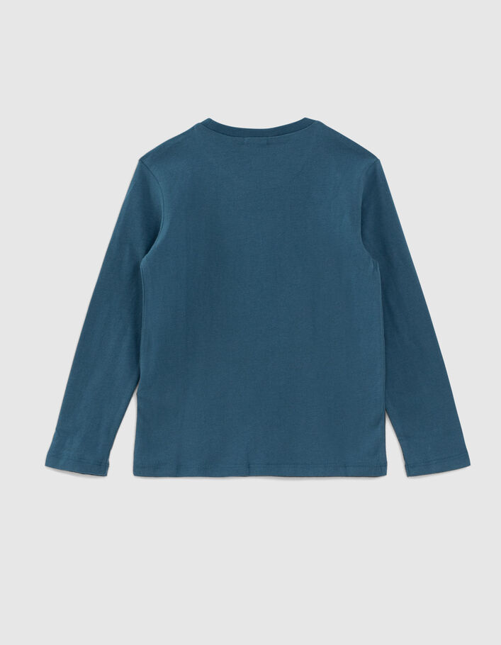 Camiseta azul oscuro algodón ecológico motivo niño - IKKS