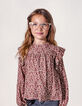 Girls&rsquo; rosewood blurry floral print blouse-7