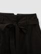 Schwarze, weite Metallic-Damenhose mit abnehmbarem Gürtel-8