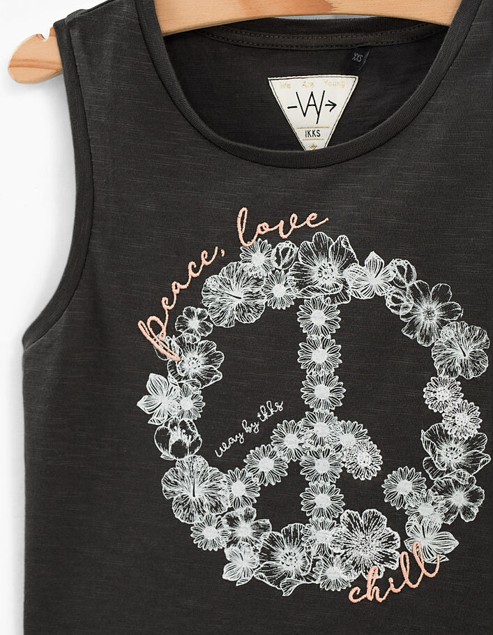 Débardeur cropped gris Peace and Love fille - IKKS