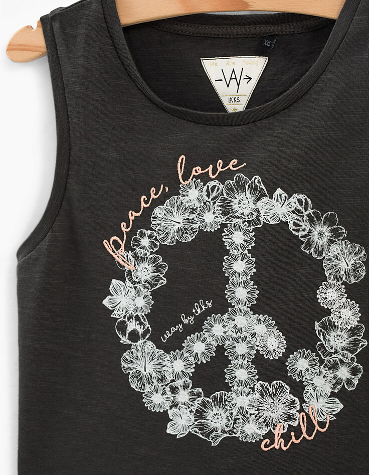 Débardeur cropped gris Peace and Love fille-3 Débardeur cropped gris Peace and Love fille-3