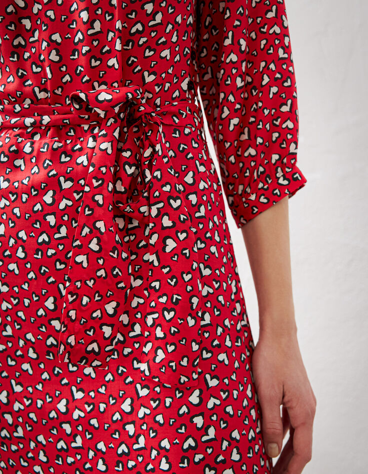 Women’s heart print midi dress with lace-6