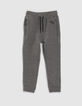Boys’ charcoal grey marl biker joggers-1