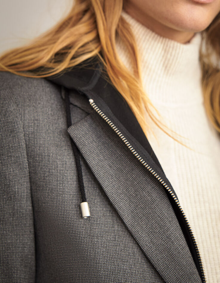 Chaqueta sastre de hilo gris vuelta amovible mujer-4