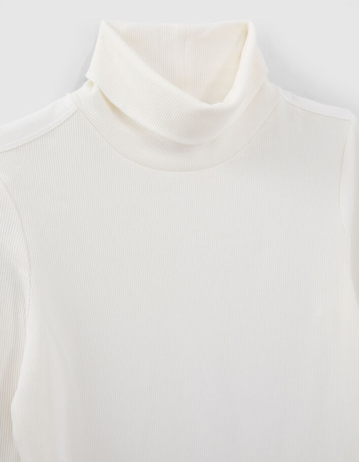 Camiseta cuello alto manga larga color crudo mujer - IKKS