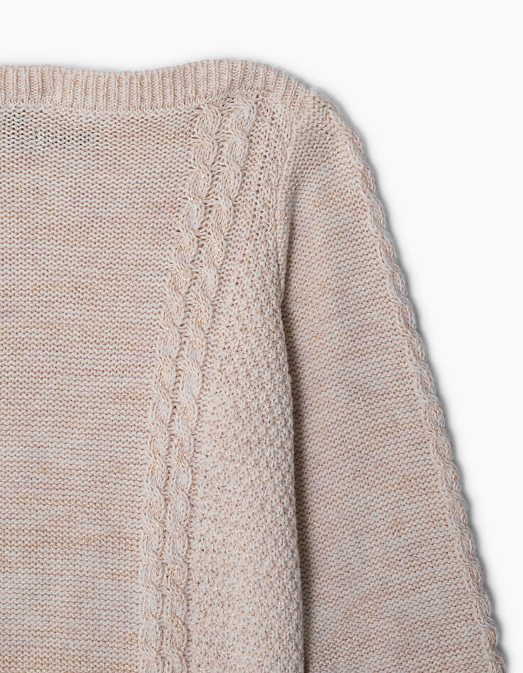 Vestido-jersey blanco roto y copper tricot fantasía niña-5
