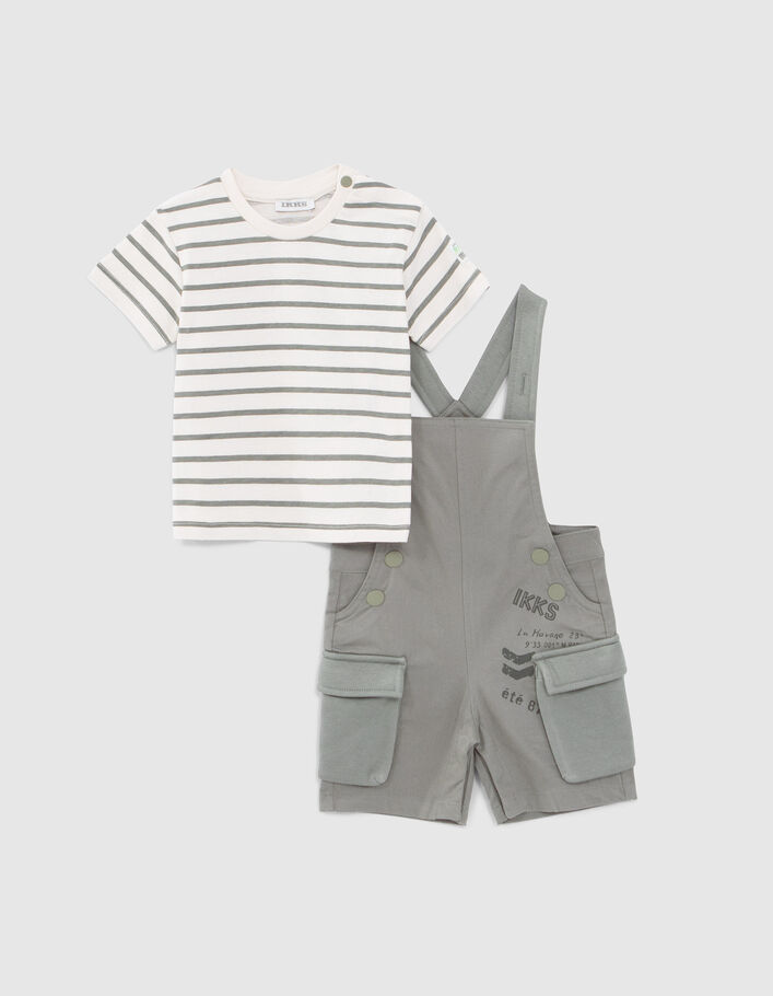 Baby boys’ striped T-shirt and dungarees outfit - IKKS