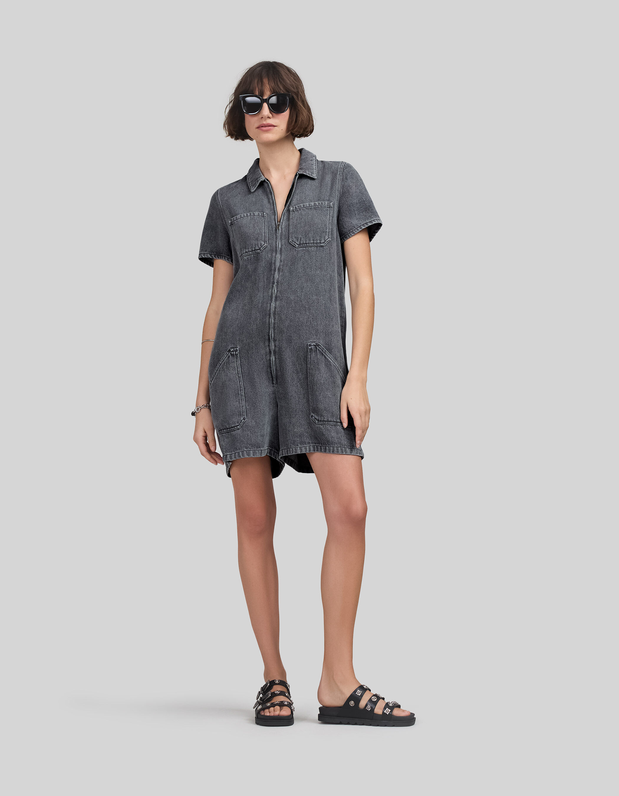 Combishort gris Lyocell zippe Femme IKKS