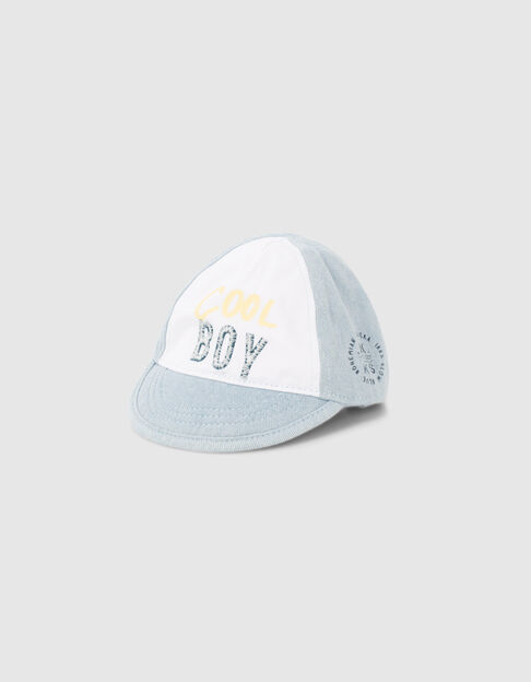 Baby boys’ blue cap with embroidered slogan