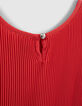 Camiseta tirantes roja fluida plisada niña-6