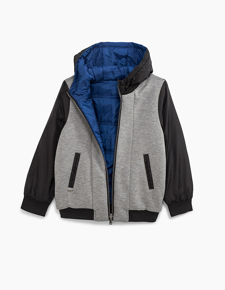 Blouson réversible gris foncé et bleu garçon -7 Blouson réversible gris foncé et bleu garçon -7