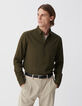 Khaki Herrenhemd, SLIM-Fit, Bio-Baumwollvoile, Streifstick-5