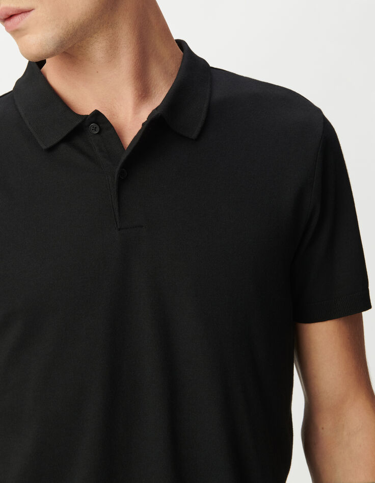 Men’s black cotton modal polo shirt-4