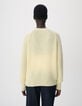 Pull col V jaune tricot loose Femme-2