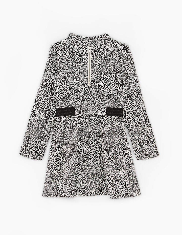 Robe blanc cassé imprimé léopard fille -2
