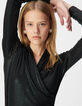 Women’s black lamé wrapover T-shirt-5 Women’s black lamé wrapover T-shirt-5