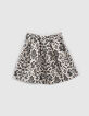 Jupe noir et beige imprimé jacquard fille-1