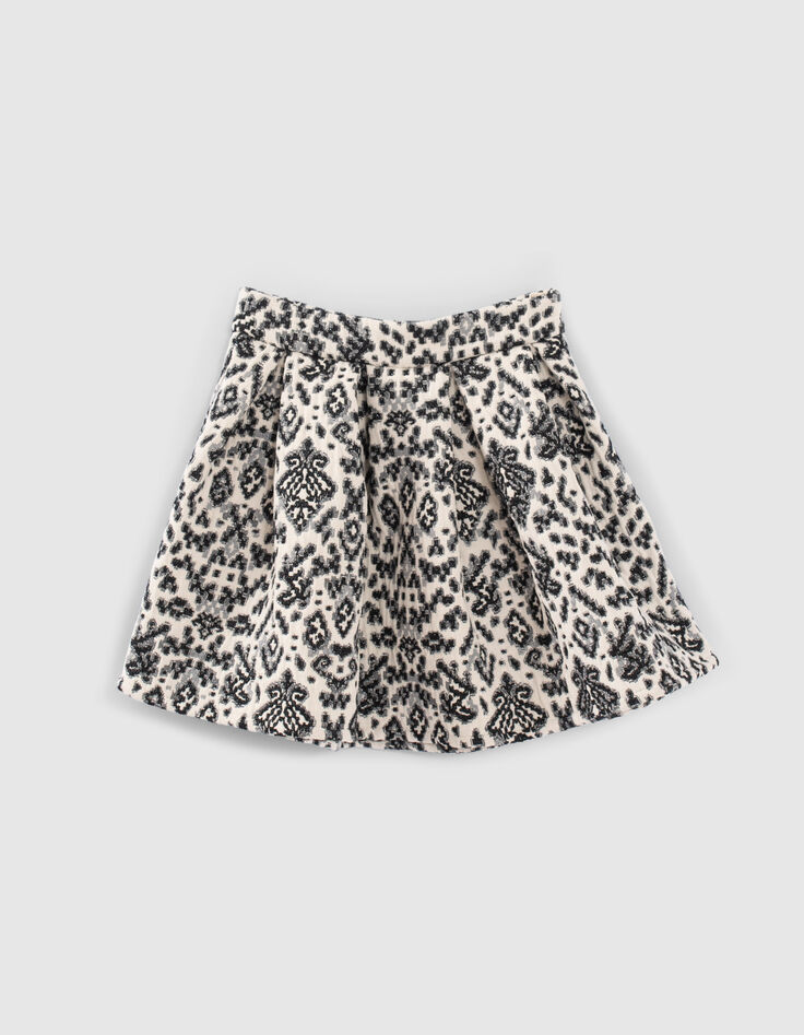 Jupe noir et beige imprimé jacquard fille-1
