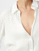 Chemise blanche polyester recycl&eacute; d&eacute;cor strass Femme-4